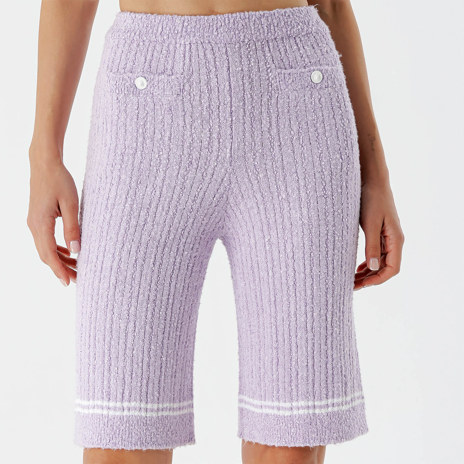 Chanel - Lilac Cotton Button Detail Shorts